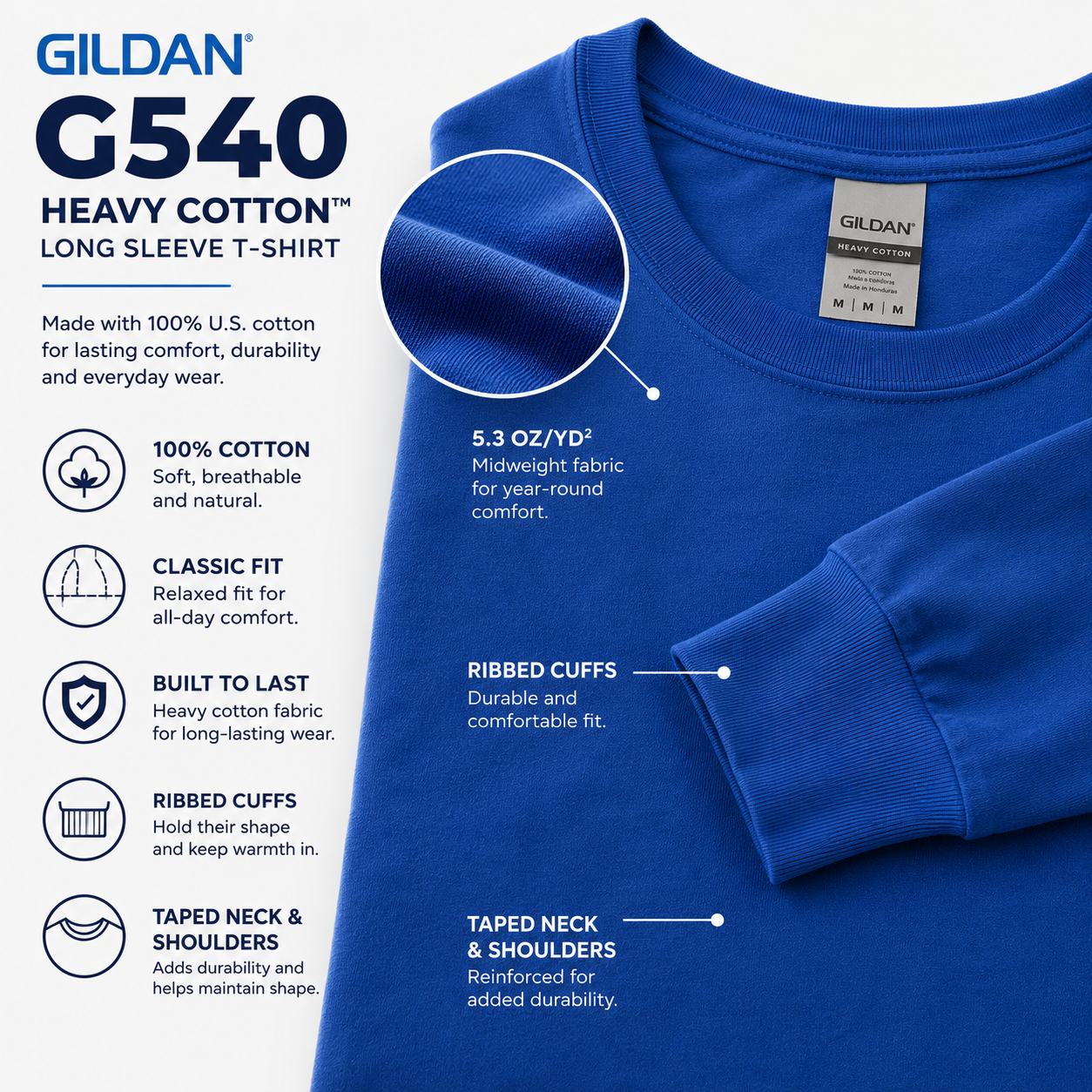Gildan Unisex Heavy Cotton™ Long Sleeve T-Shirt (G540)