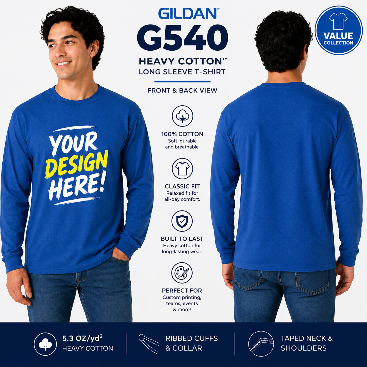 Gildan Unisex Heavy Cotton™ Long Sleeve T-Shirt (G540)