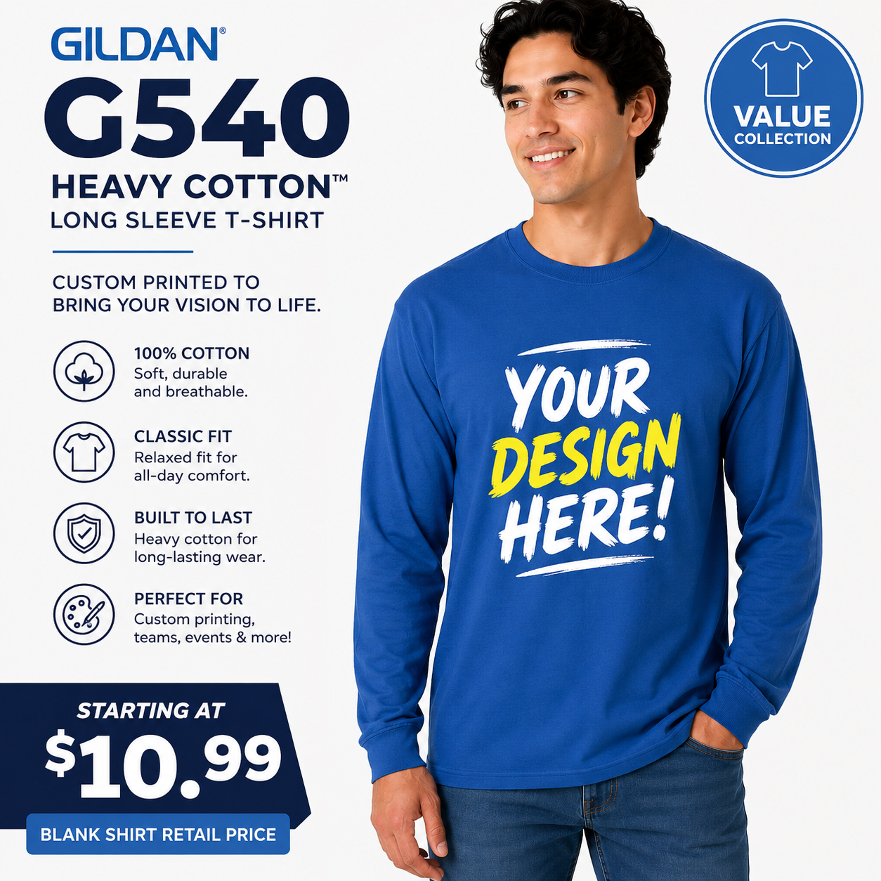 Gildan Unisex Heavy Cotton™ Long Sleeve T-Shirt (G540)