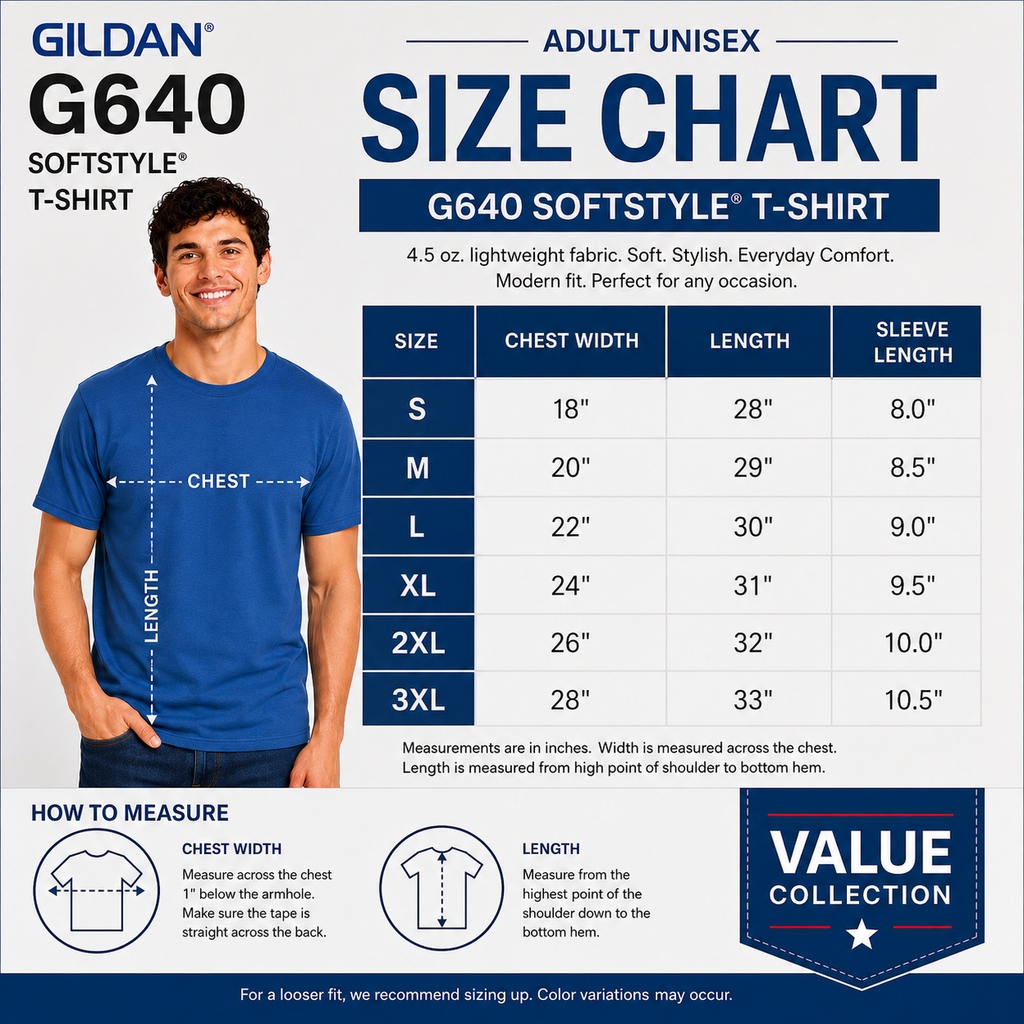 Gildan Adult Unisex Softstyle®  Ringspun Cotton Short Sleeve T-Shirt (G640)