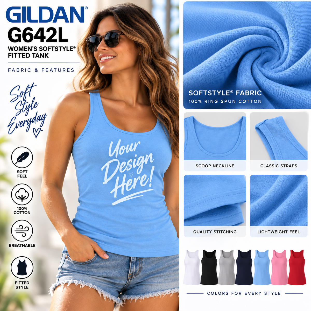 Gildan Women's Softstyle® Fitted Tank (G642L)