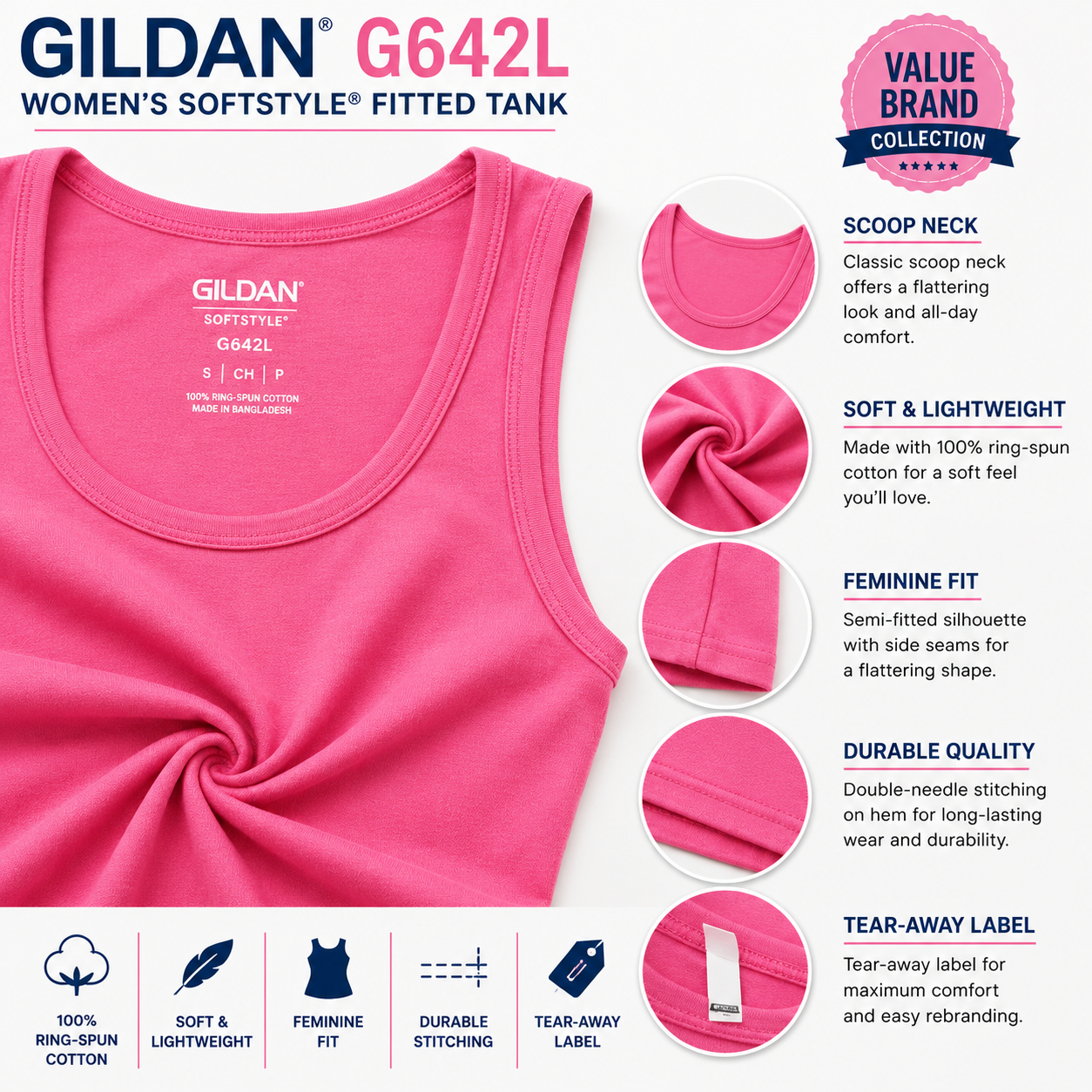 Gildan Women's Softstyle® Fitted Tank (G642L)