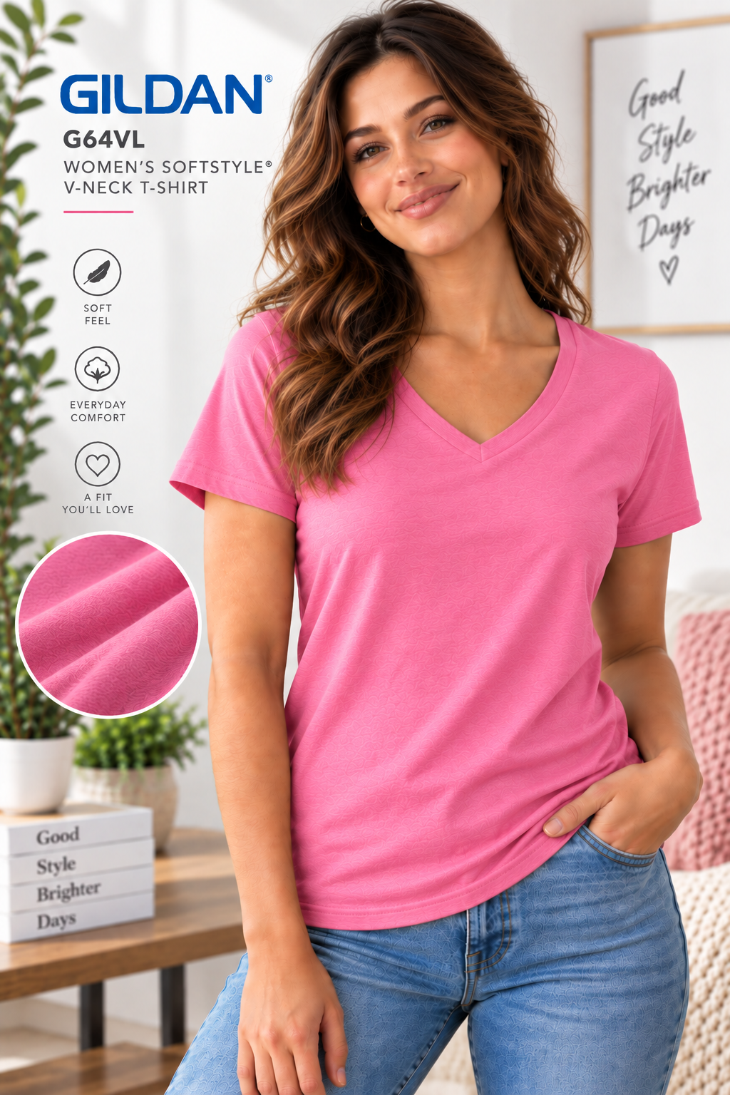 Gildan Women's Softstyle® V-Neck T-Shirt (G64VL)