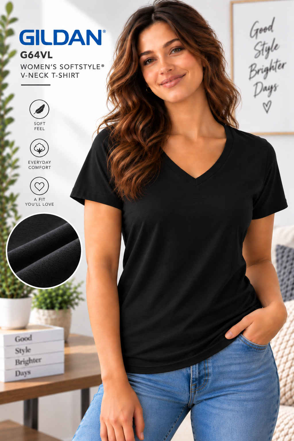 Gildan Women's Softstyle® V-Neck T-Shirt (G64VL)
