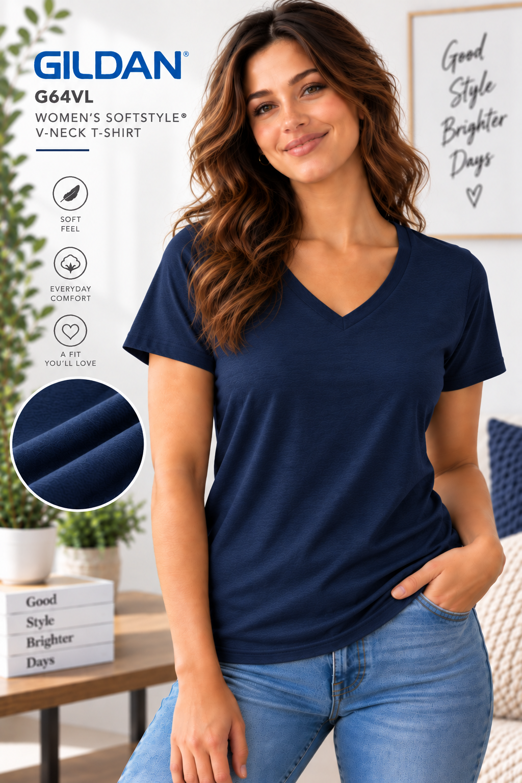 Gildan Women's Softstyle® V-Neck T-Shirt (G64VL)