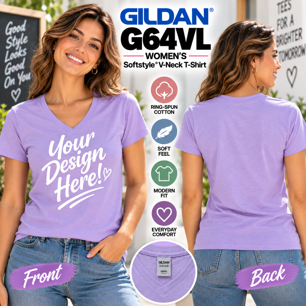 Gildan Women's Softstyle® V-Neck T-Shirt (G64VL)