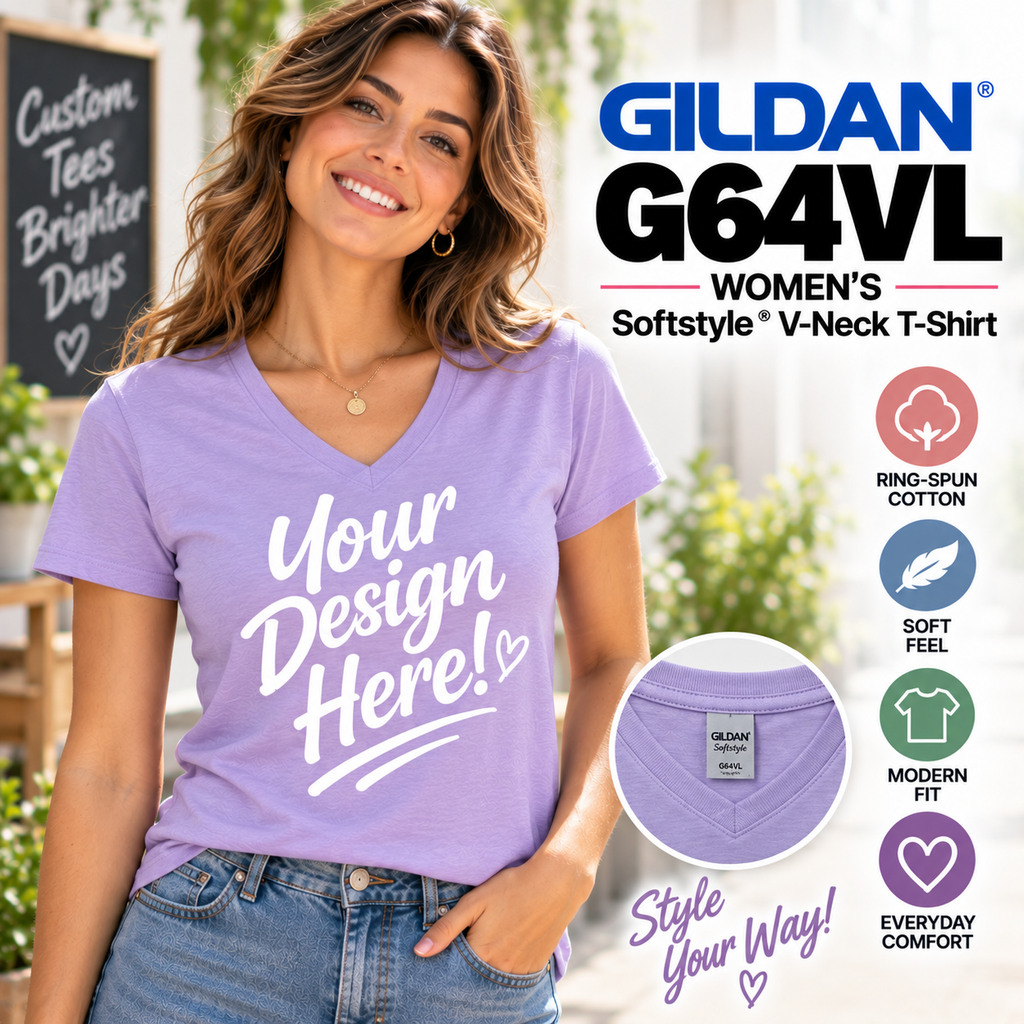 Gildan Women's Softstyle® V-Neck T-Shirt (G64VL)