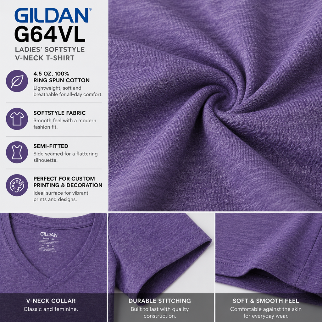 Gildan Women's Softstyle® V-Neck T-Shirt (G64VL)
