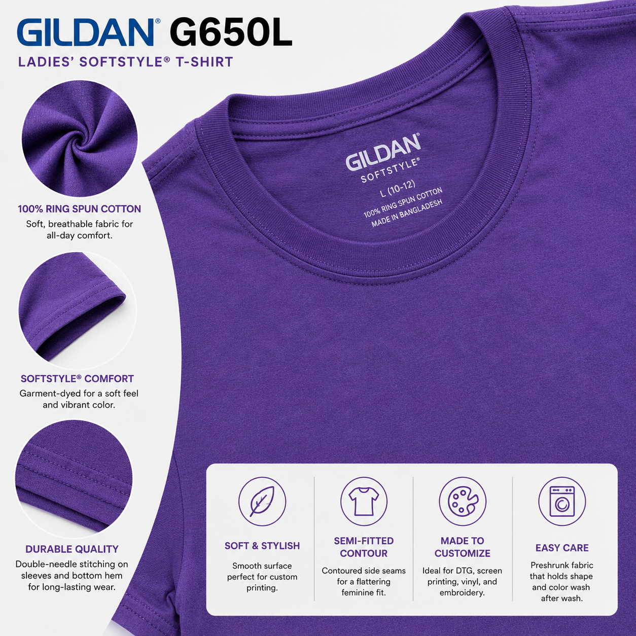 Gildan Women's Softstyle® Ringspun Cotton T-Shirt (G650L)