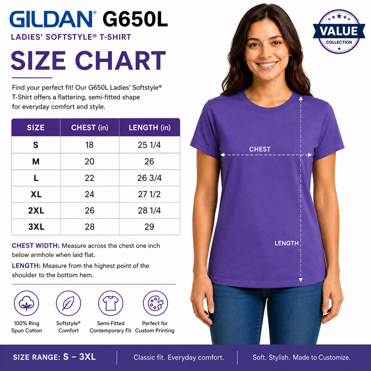 Gildan Women's Softstyle® Ringspun Cotton T-Shirt (G650L)
