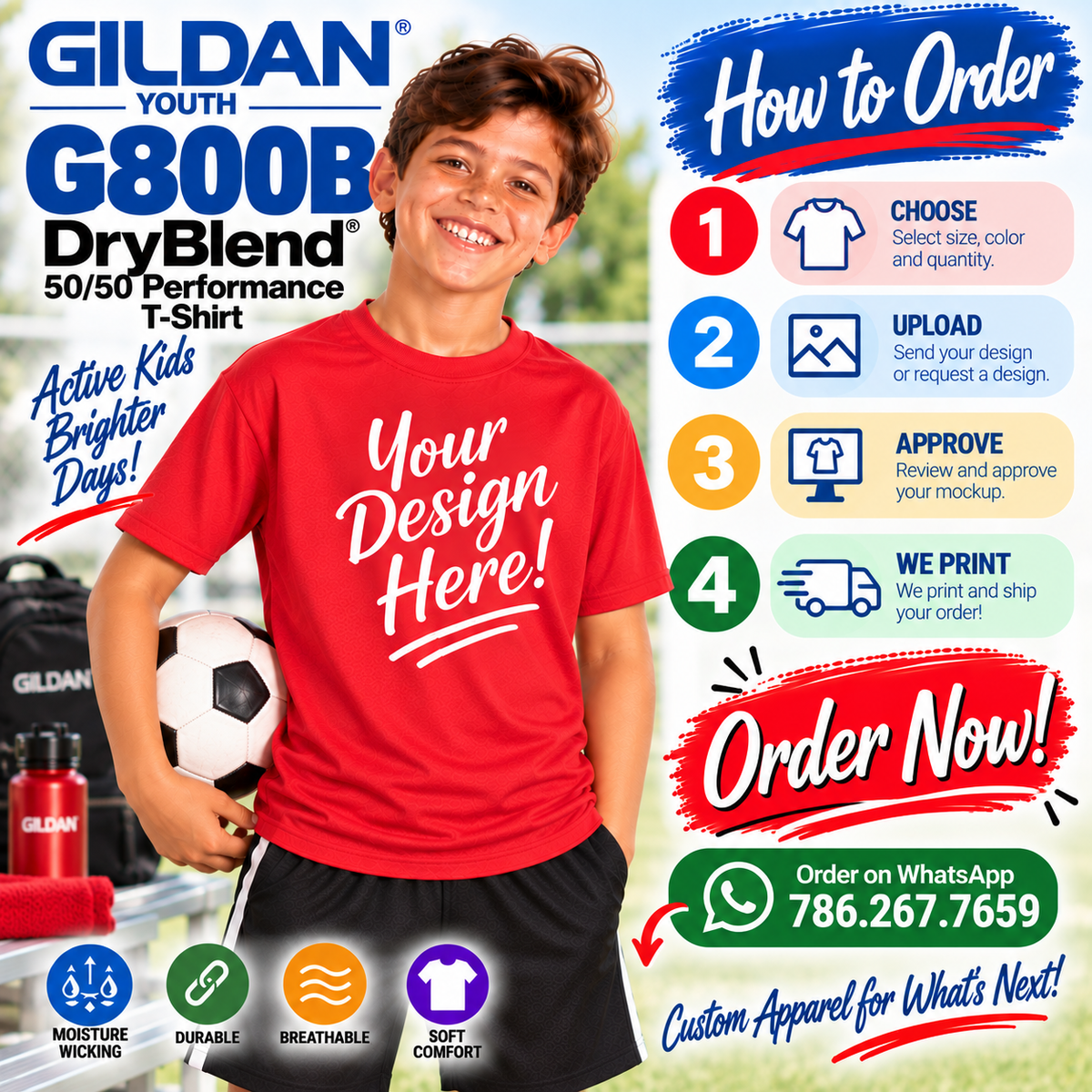 Gildan Youth DryBlend® 50/50 Performance T-Shirt (G800B)