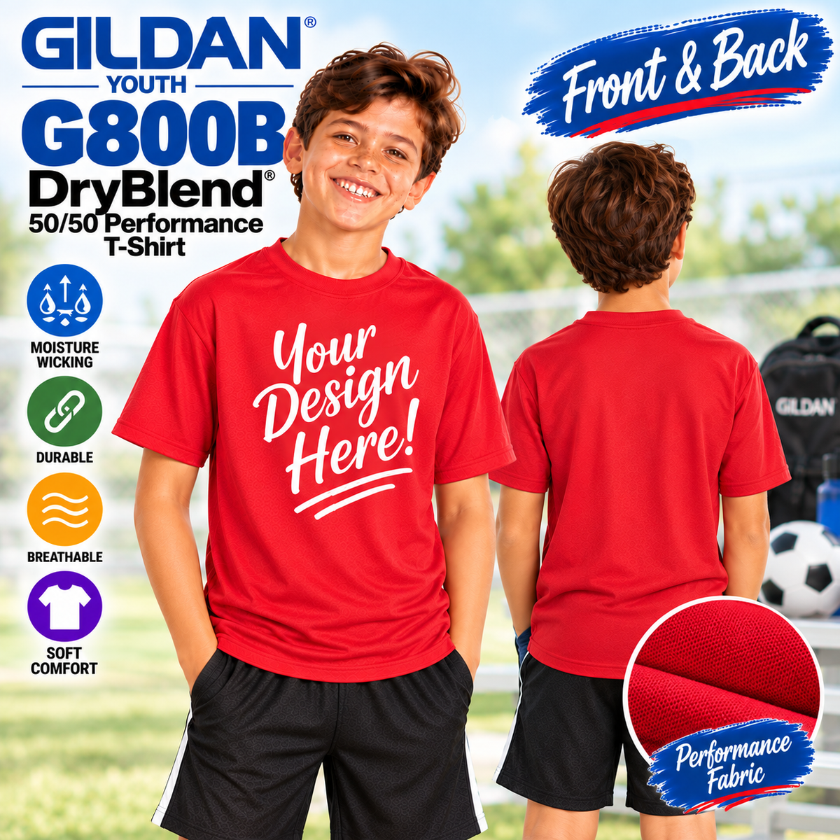 Gildan Youth DryBlend® 50/50 Performance T-Shirt (G800B)