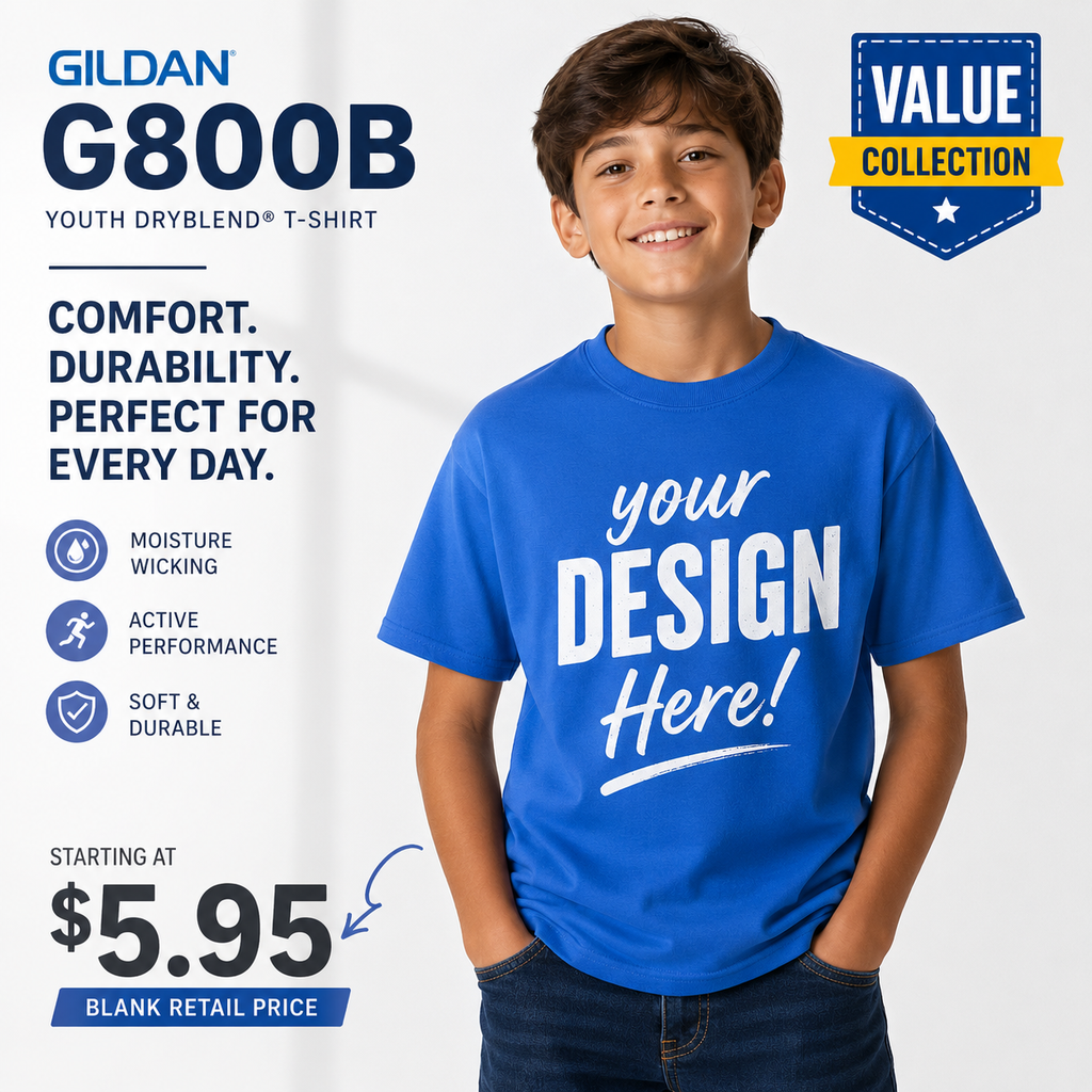 Gildan Youth DryBlend® 50/50 Performance T-Shirt (G800B)