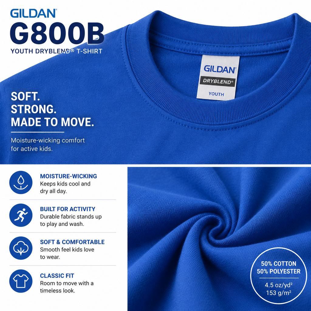 Gildan Youth DryBlend® 50/50 Performance T-Shirt (G800B)