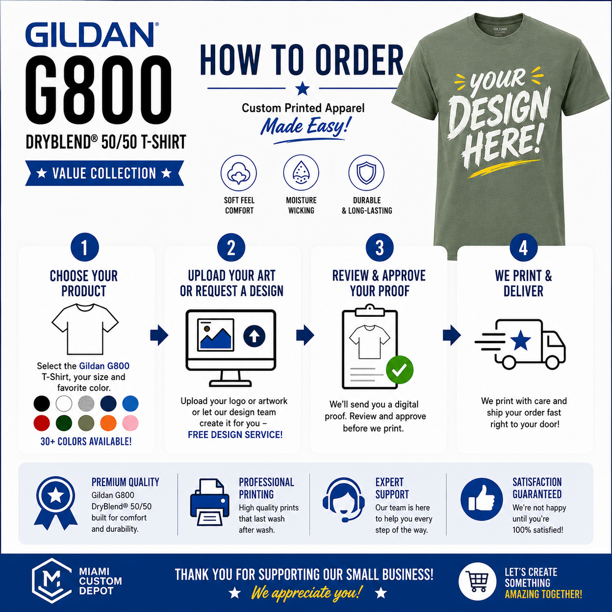 Gildan Unisex DryBlend® 50/50 Moisture-Wicking Performance Tee (G800)