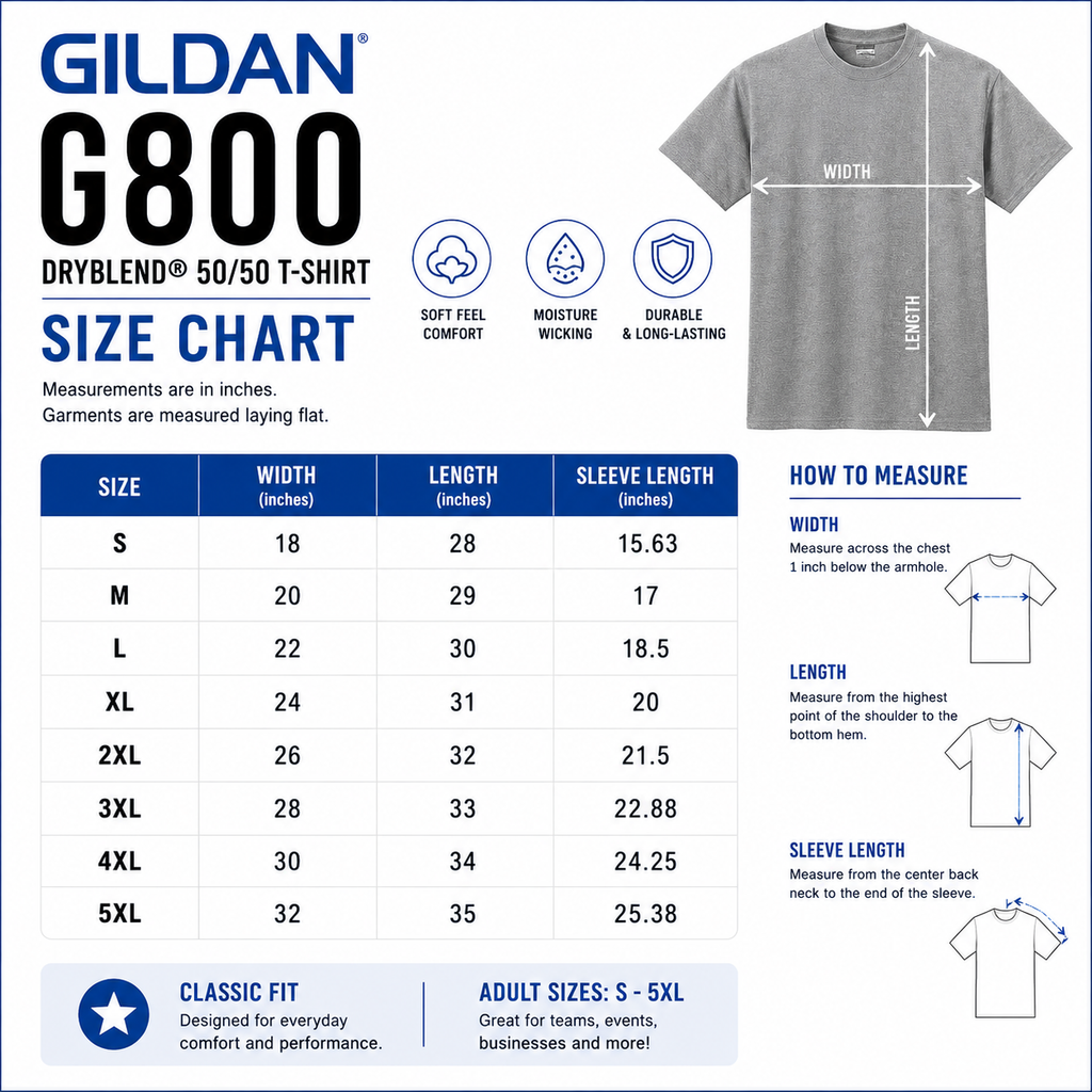 Gildan Unisex DryBlend® 50/50 Moisture-Wicking Performance Tee (G800)