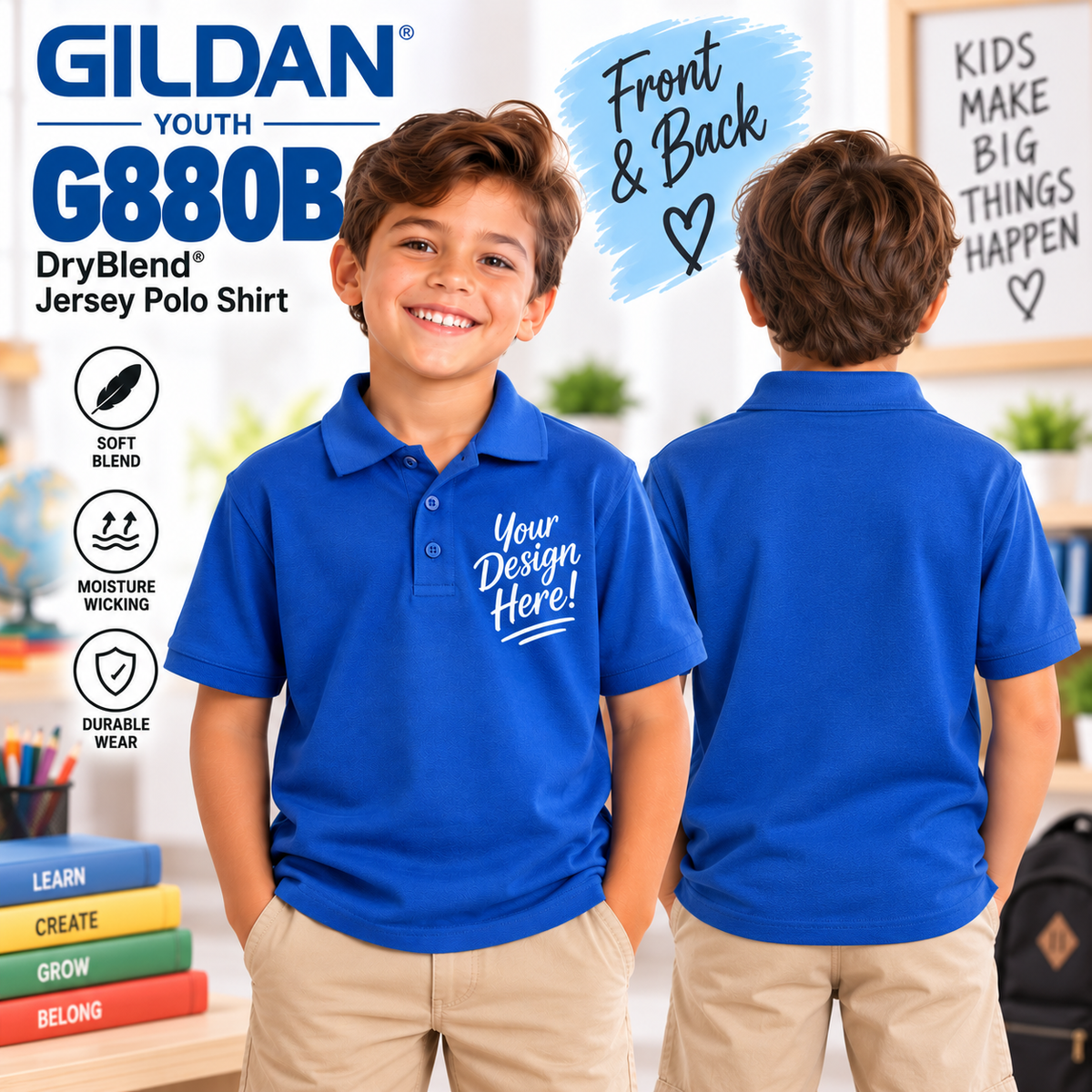 Gildan Youth DryBlend® Jersey Polo Shirt (G880B)