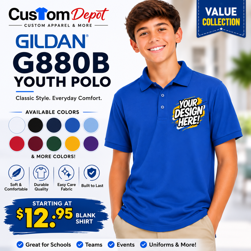 Gildan Youth DryBlend® Jersey Polo Shirt (G880B)