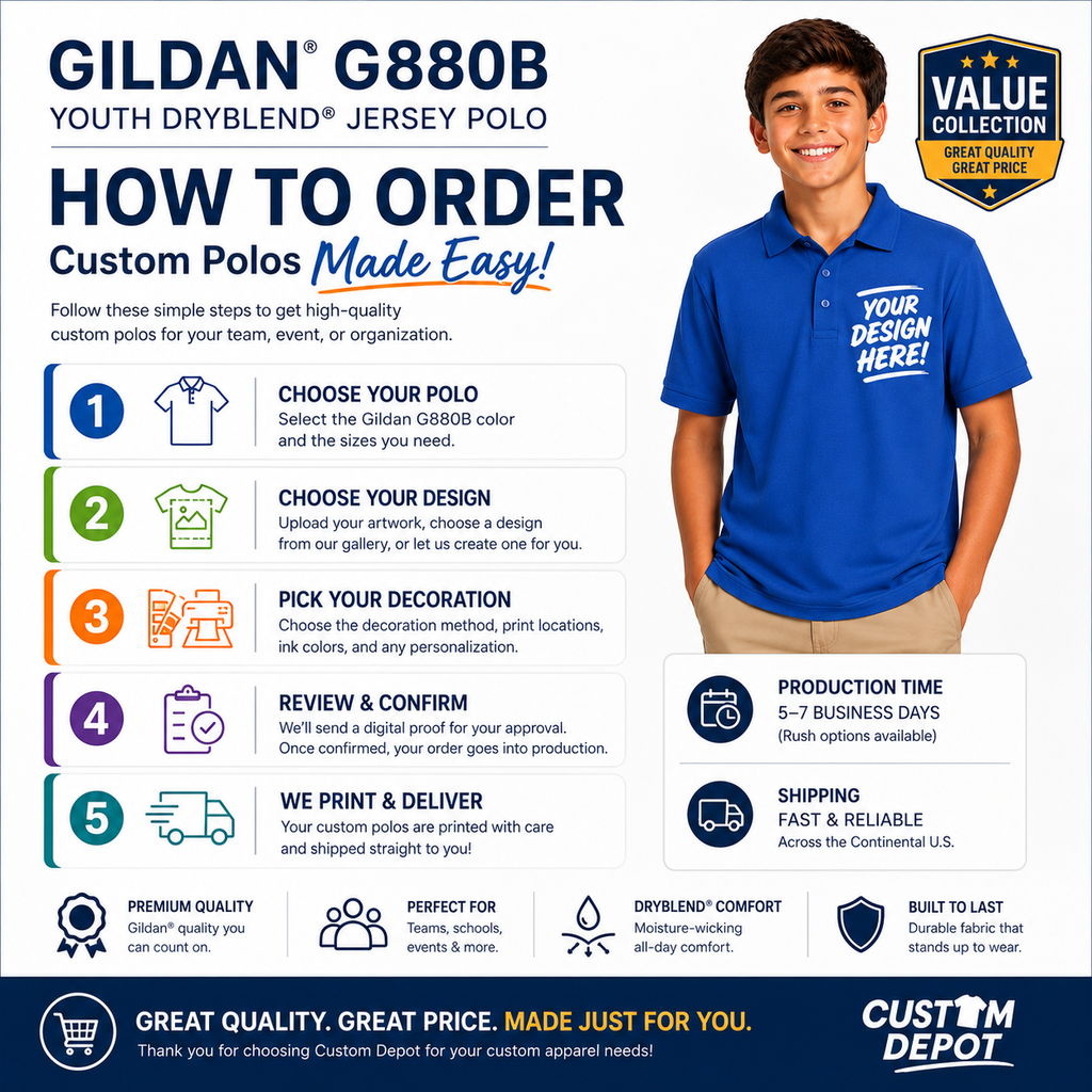 Gildan Youth DryBlend® Jersey Polo Shirt (G880B)
