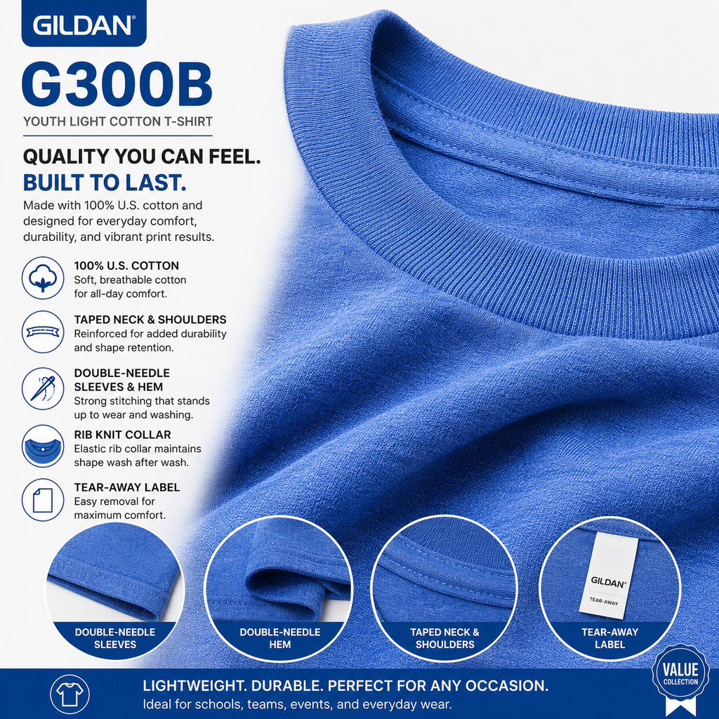 Gildan Youth Light Cotton T-Shirt (G300B)