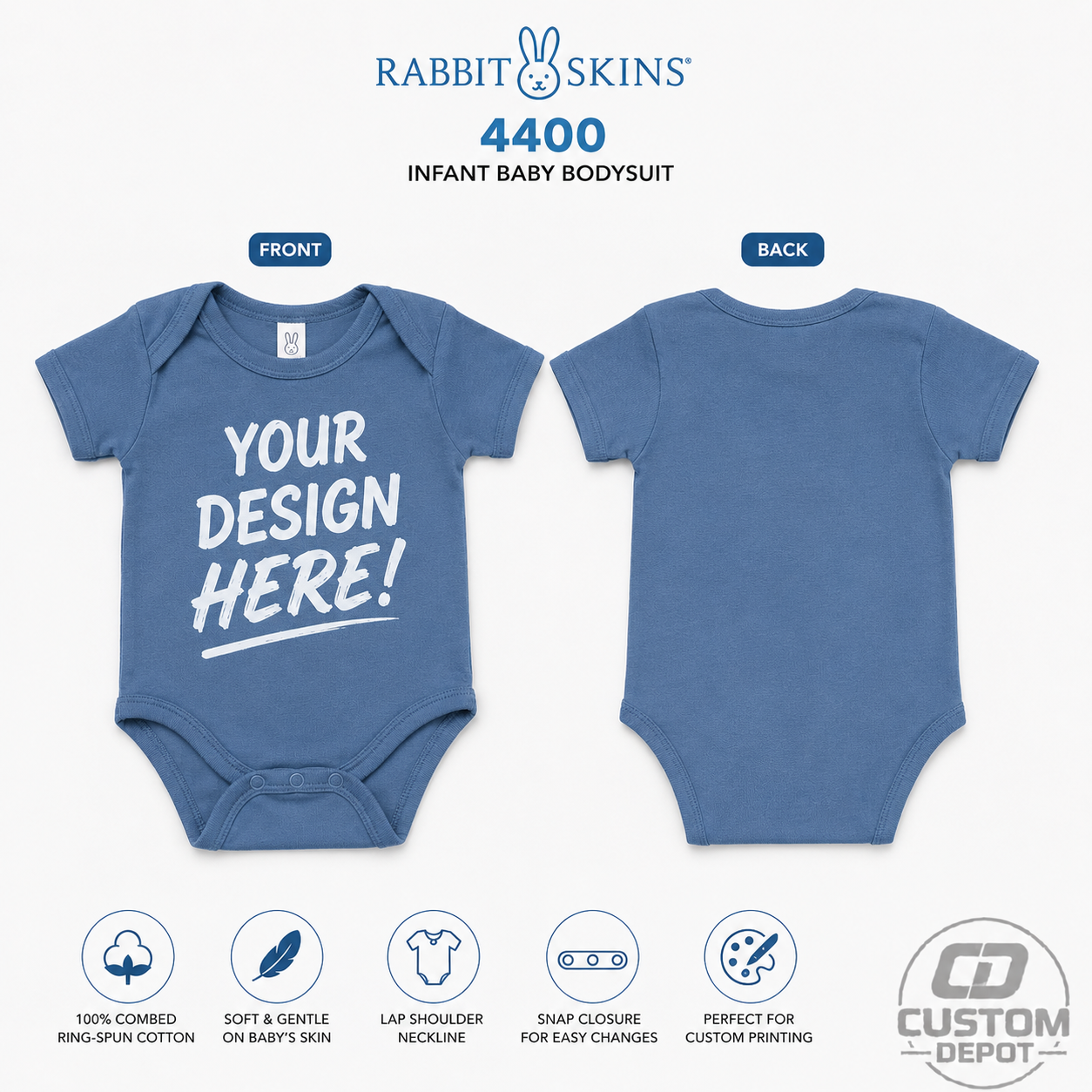 Rabbit Skins Infant Baby Rib Bodysuit (4400)