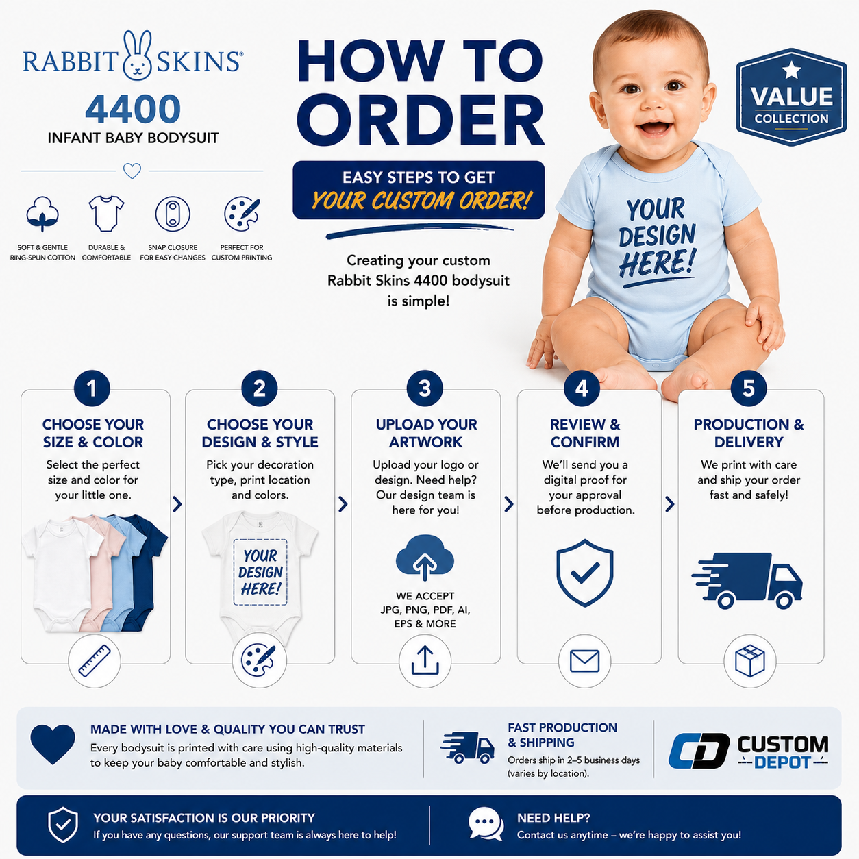 Rabbit Skins Infant Baby Rib Bodysuit (4400)