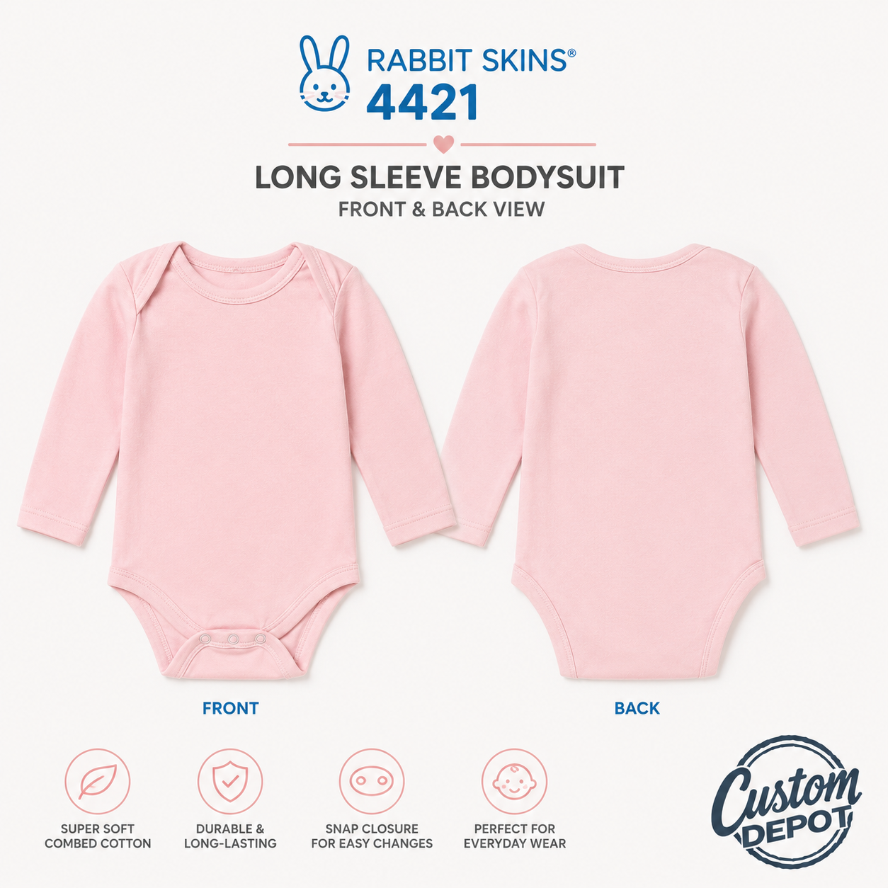 Rabbit Skins Infant Fine Jersey Long Sleeve Bodysuit (RS4421)
