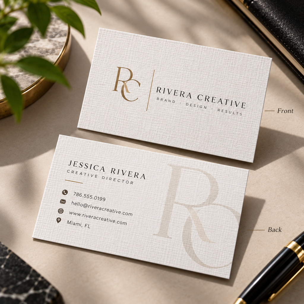 Custom Premium Linen Business Cards – 100LB Textured Cardstock | Full-Color Printing