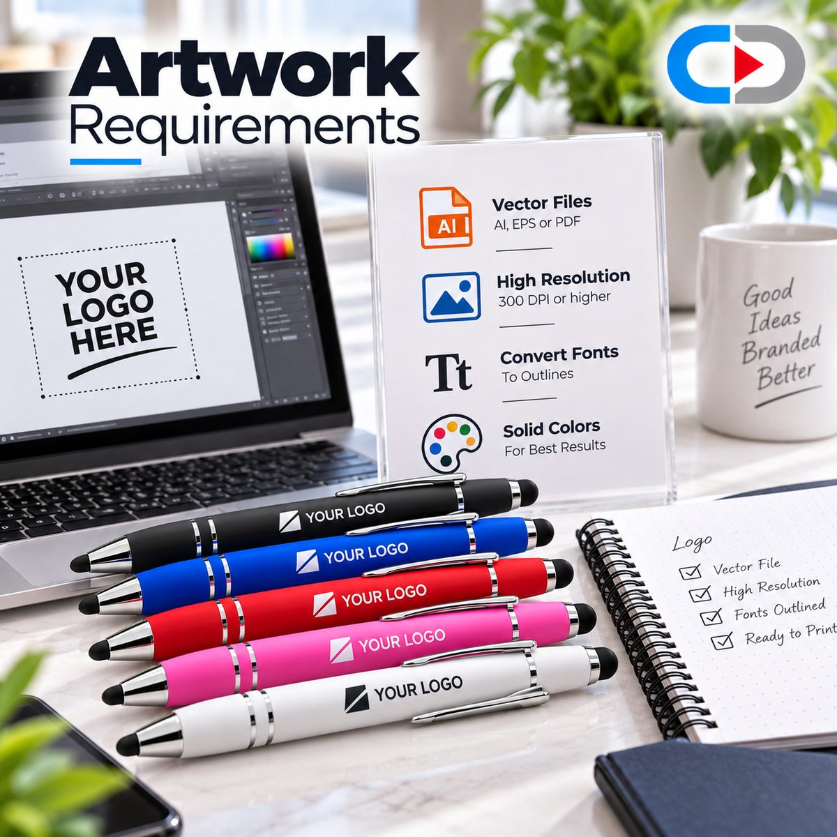 Custom Matte Stylus Pens with 1 Side Laser Engraving | Personalized Business Logo Pens