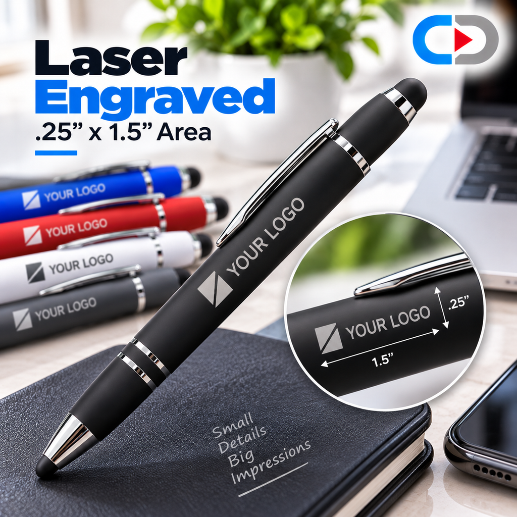 Custom Matte Stylus Pens – 2-Sided Laser Engraving | Personalized Business Pens