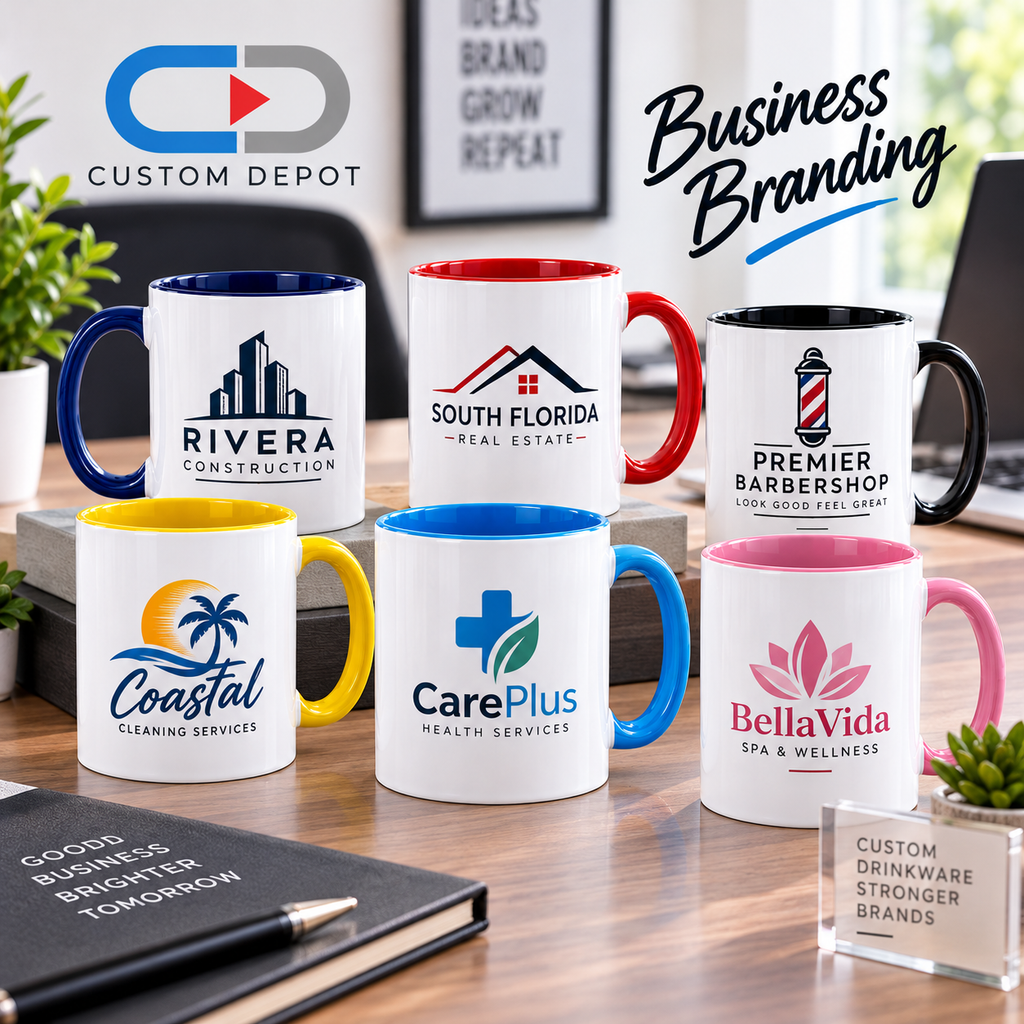 Personalized Ceramic Coffee Mugs – Custom Logo & Photo Printing | 11oz & 15oz | 12 Accent Colors