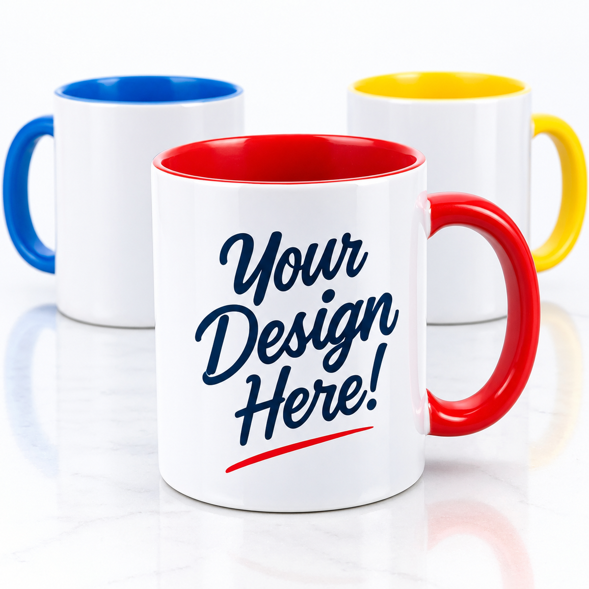 Personalized Ceramic Coffee Mugs – Custom Logo & Photo Printing | 11oz & 15oz | 12 Accent Colors