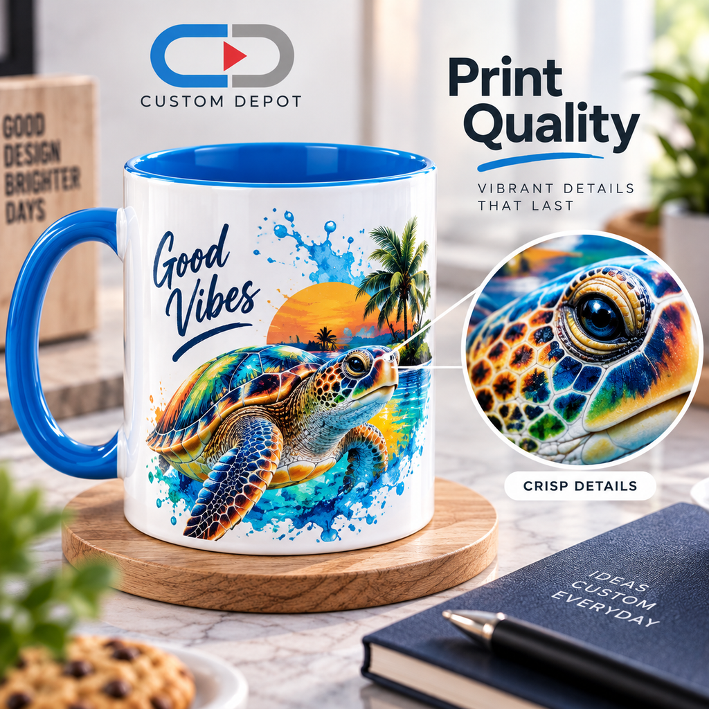 Personalized Ceramic Coffee Mugs – Custom Logo & Photo Printing | 11oz & 15oz | 12 Accent Colors