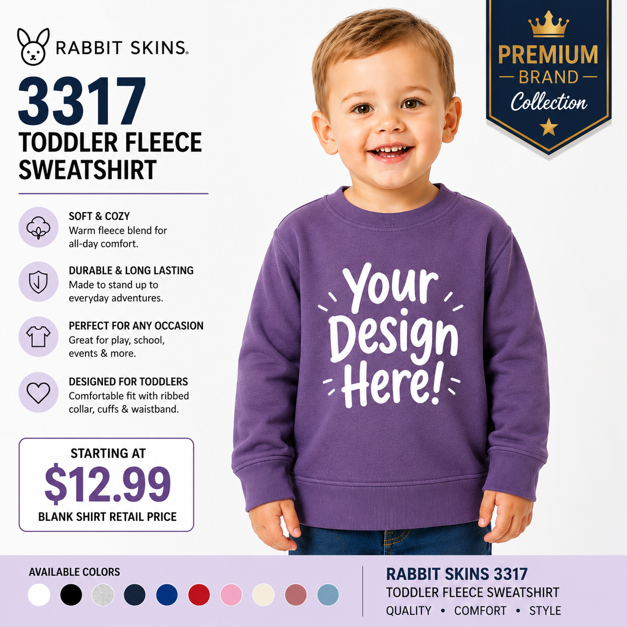 Rabbit Skins Toddler Fleece Sweatshirt (RS3317)