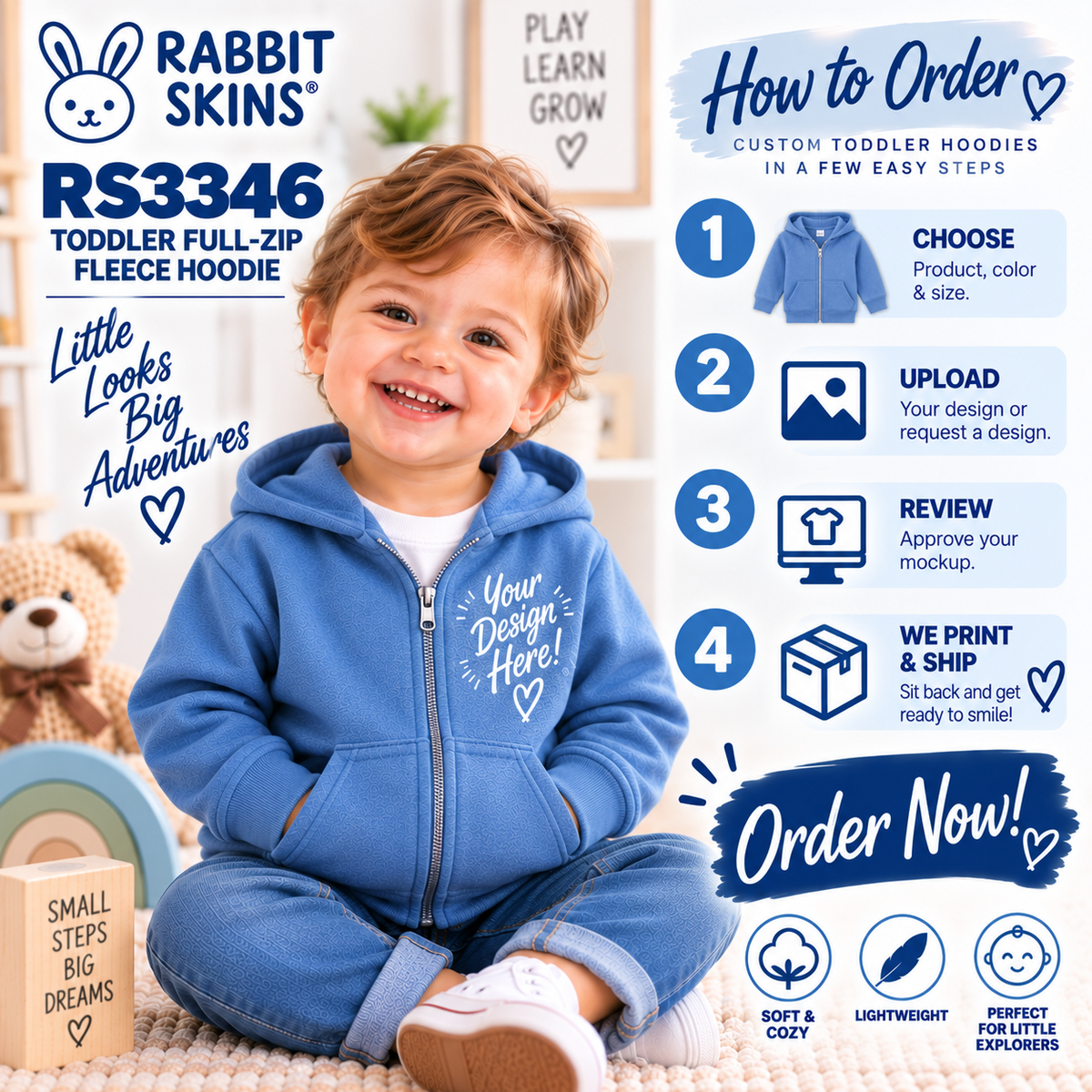 Rabbit Skins Toddler Full-Zip Fleece Hoodie (RS3346)