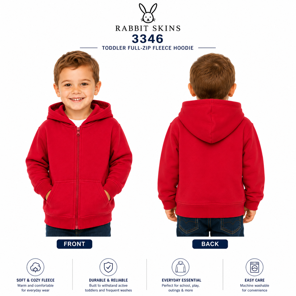 Rabbit Skins Toddler Full-Zip Fleece Hoodie (RS3346)