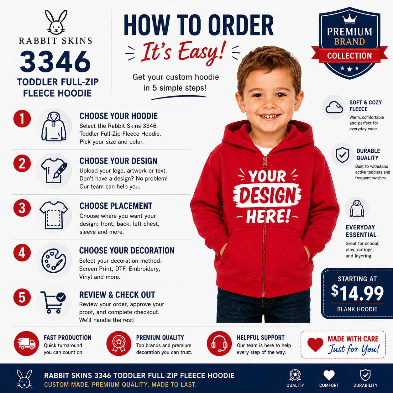 Rabbit Skins Toddler Full-Zip Fleece Hoodie (RS3346)