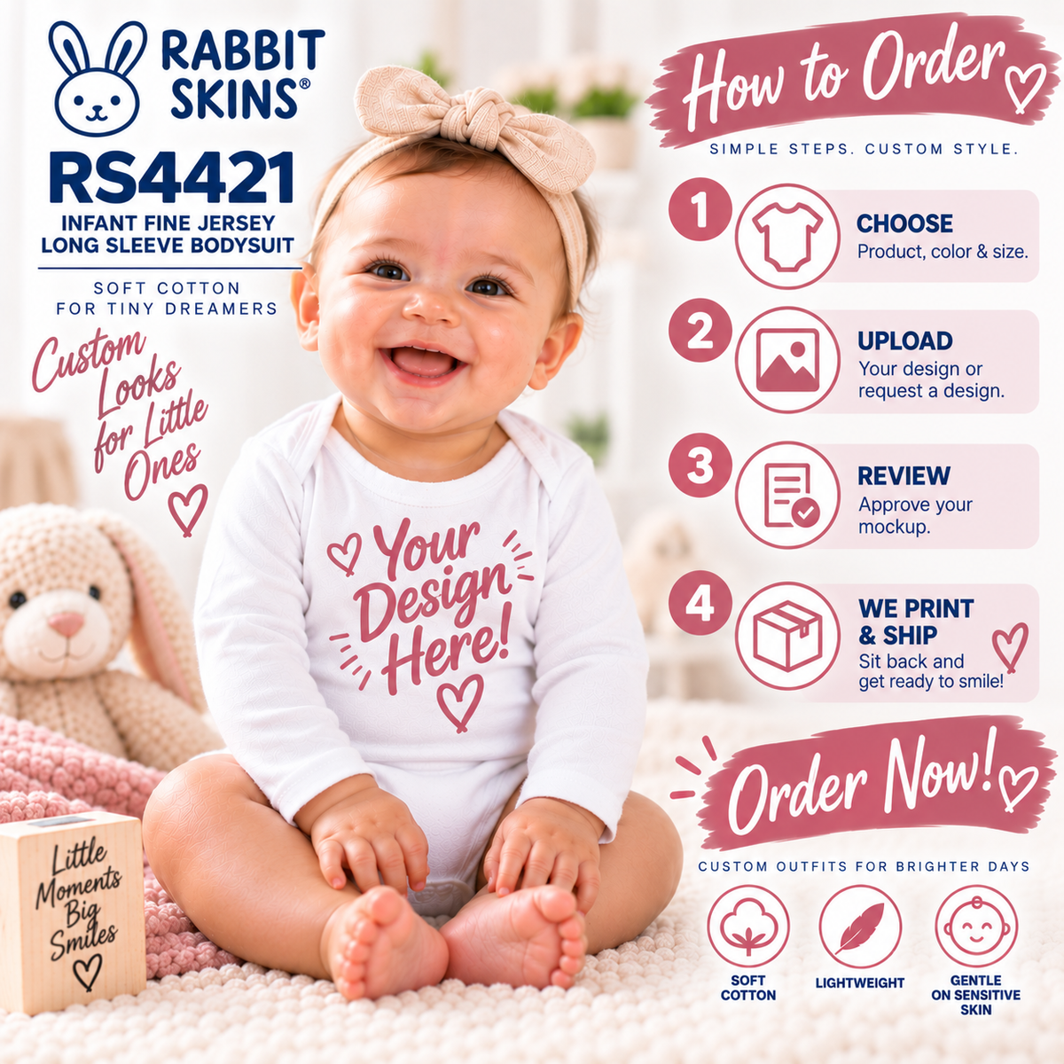 Rabbit Skins Infant Fine Jersey Long Sleeve Bodysuit (RS4421)