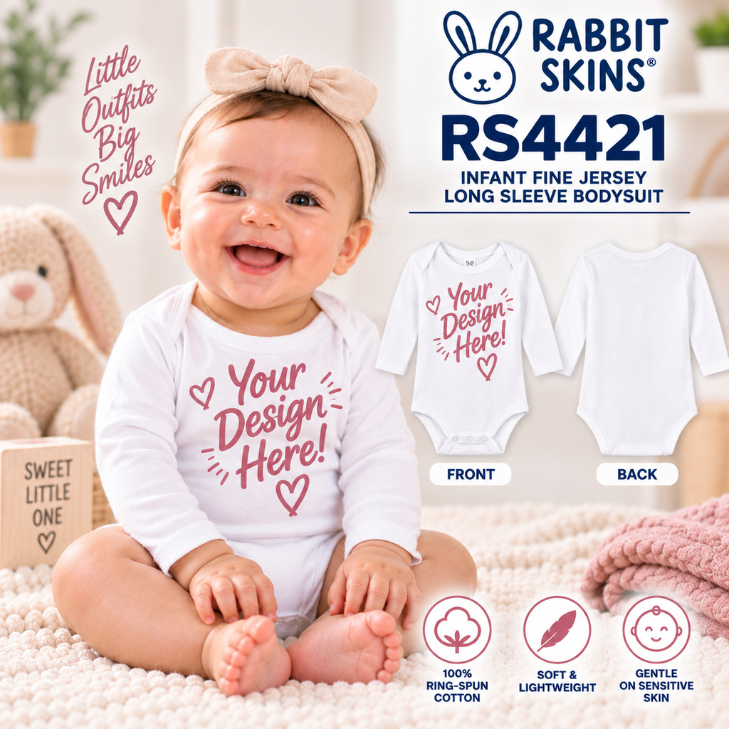 Rabbit Skins Infant Fine Jersey Long Sleeve Bodysuit (RS4421)