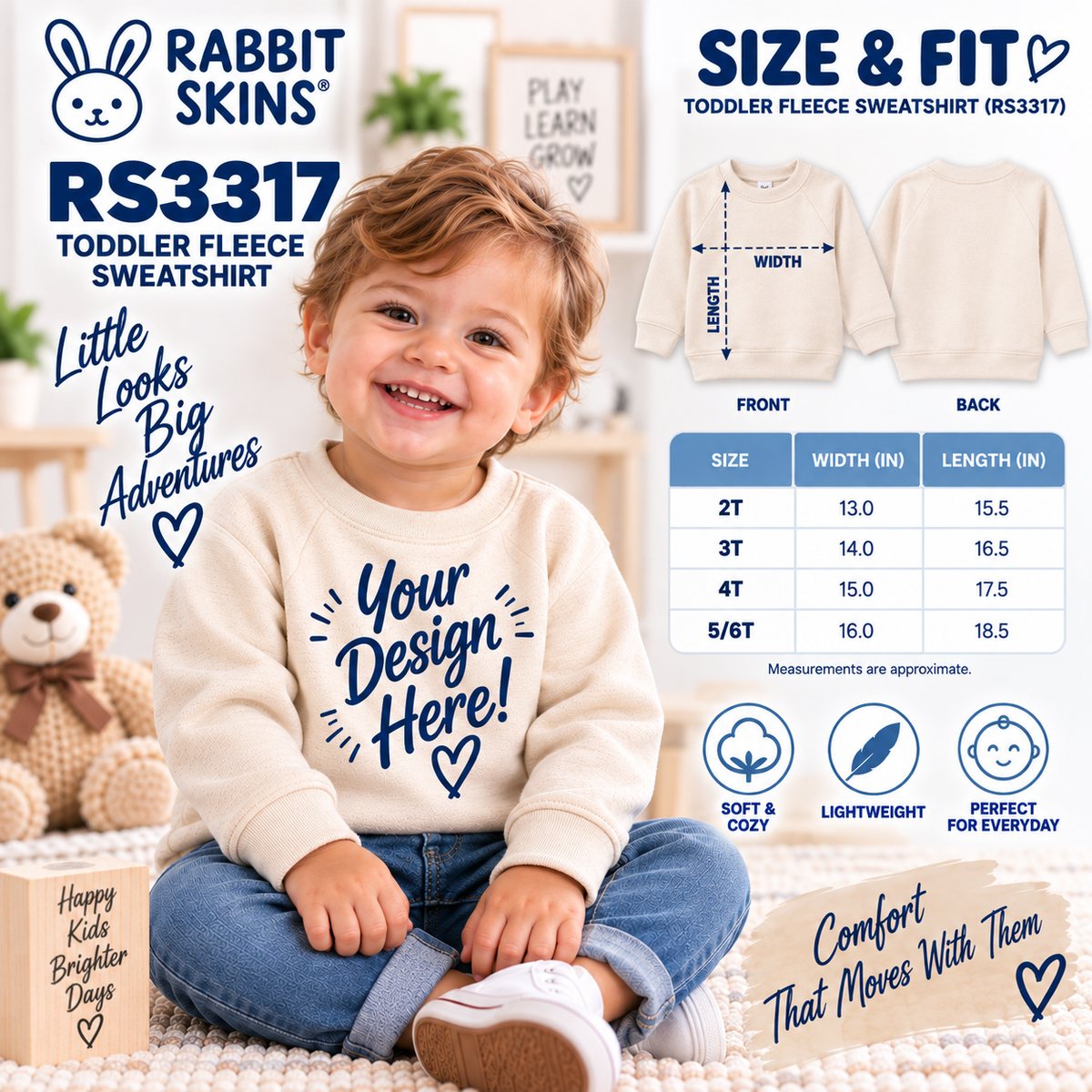 Rabbit Skins Toddler Fleece Sweatshirt (RS3317)