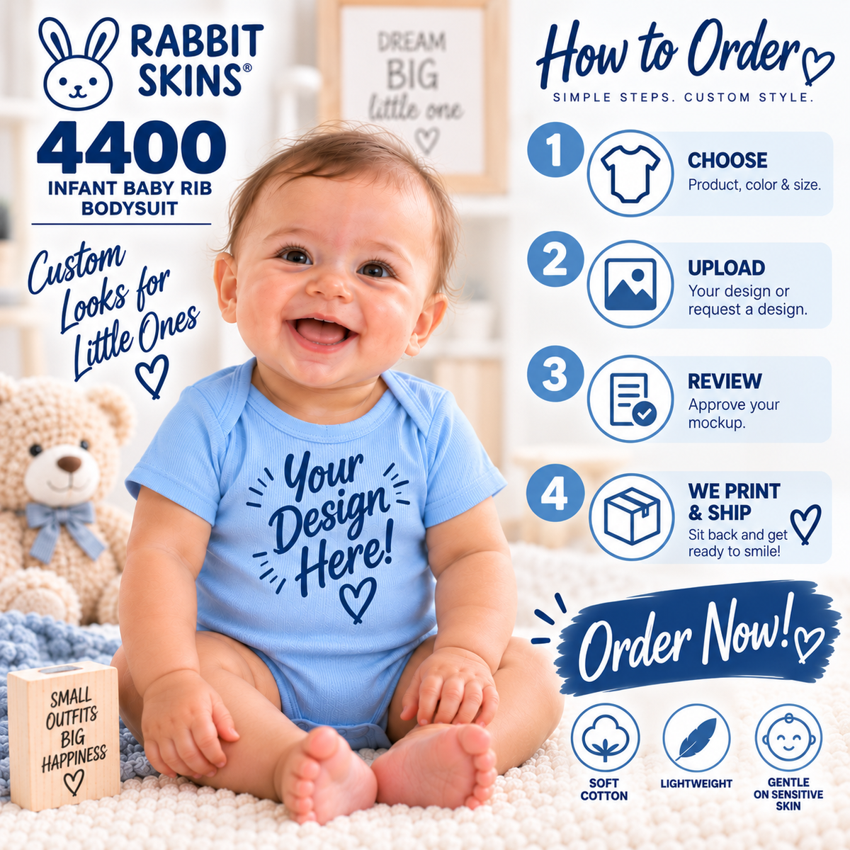 Rabbit Skins Infant Baby Rib Bodysuit (4400)
