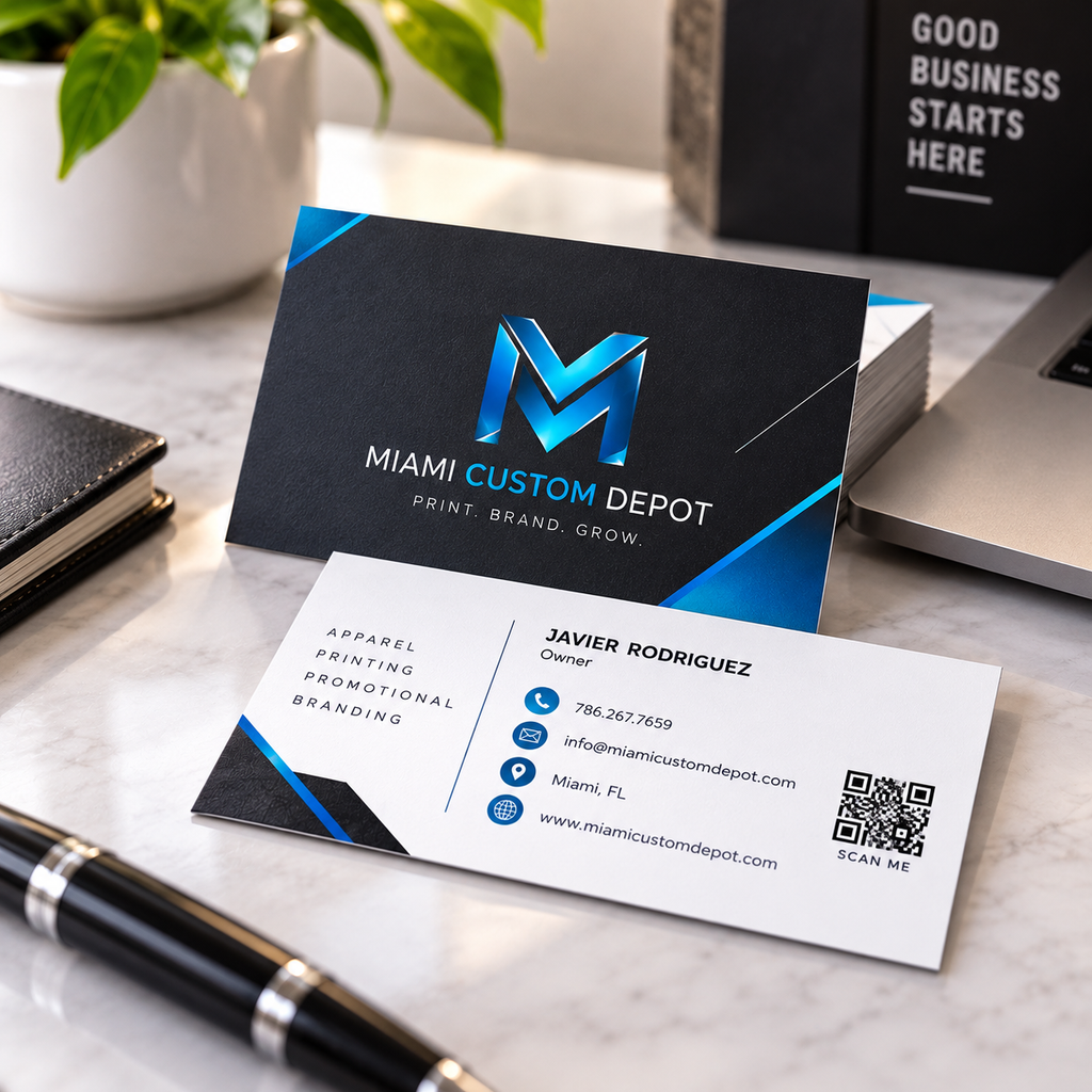 Premium Custom Business Cards – 17pt Satin Laminated | Full Color Double-Sided Printing | 250–5,000 Cards