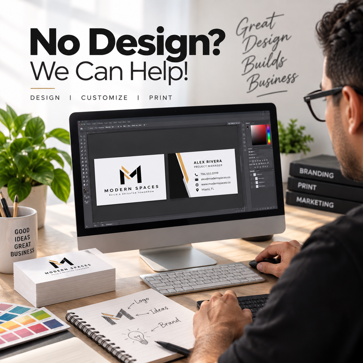 **Custom Business Cards – 100LB Premium Smooth Uncoated | Full Color Printing**