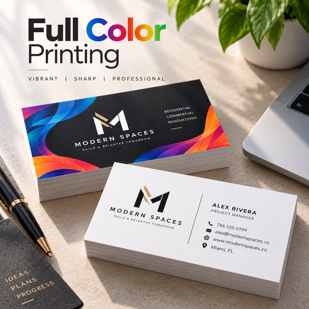 **Custom Business Cards – 100LB Premium Smooth Uncoated | Full Color Printing**
