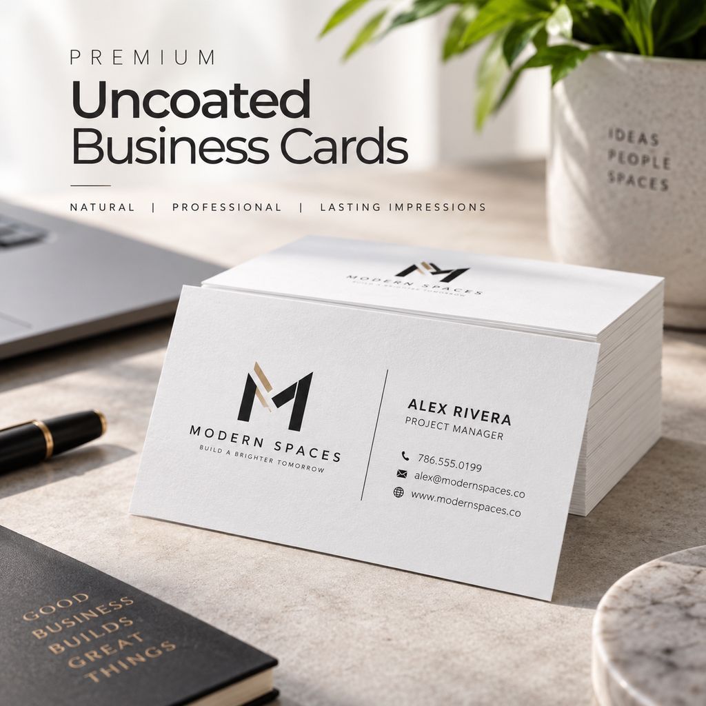 **Custom Business Cards – 100LB Premium Smooth Uncoated | Full Color Printing**