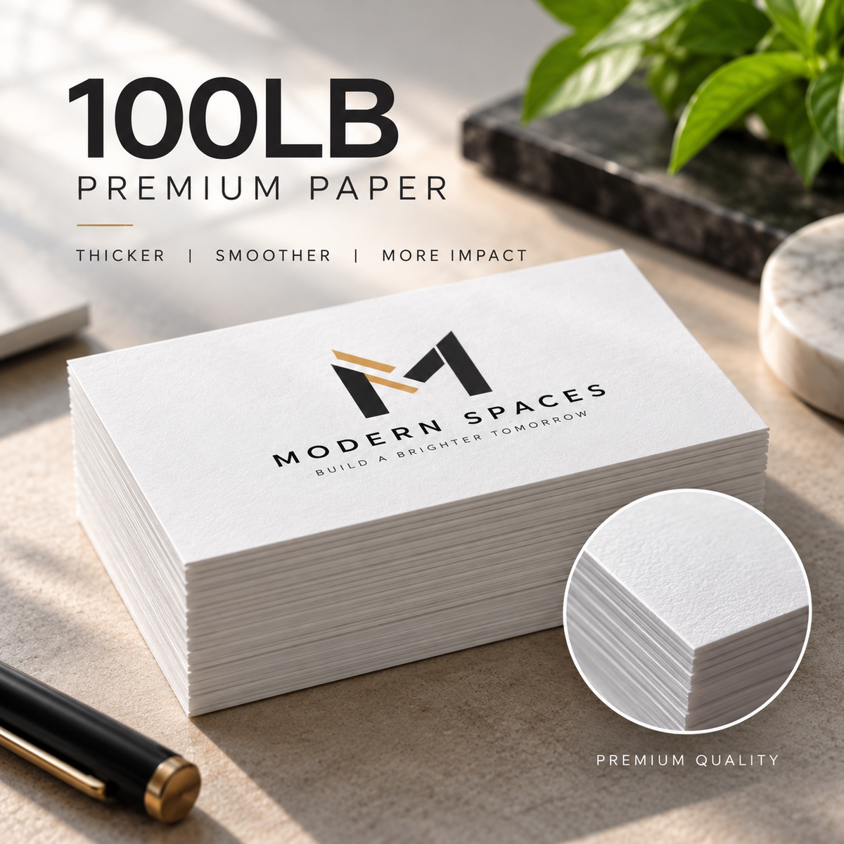 **Custom Business Cards – 100LB Premium Smooth Uncoated | Full Color Printing**