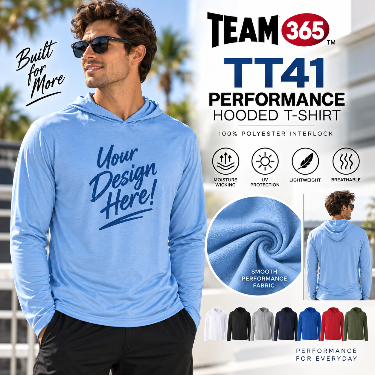 Team365  Performance Hooded T-Shirt (TT41)