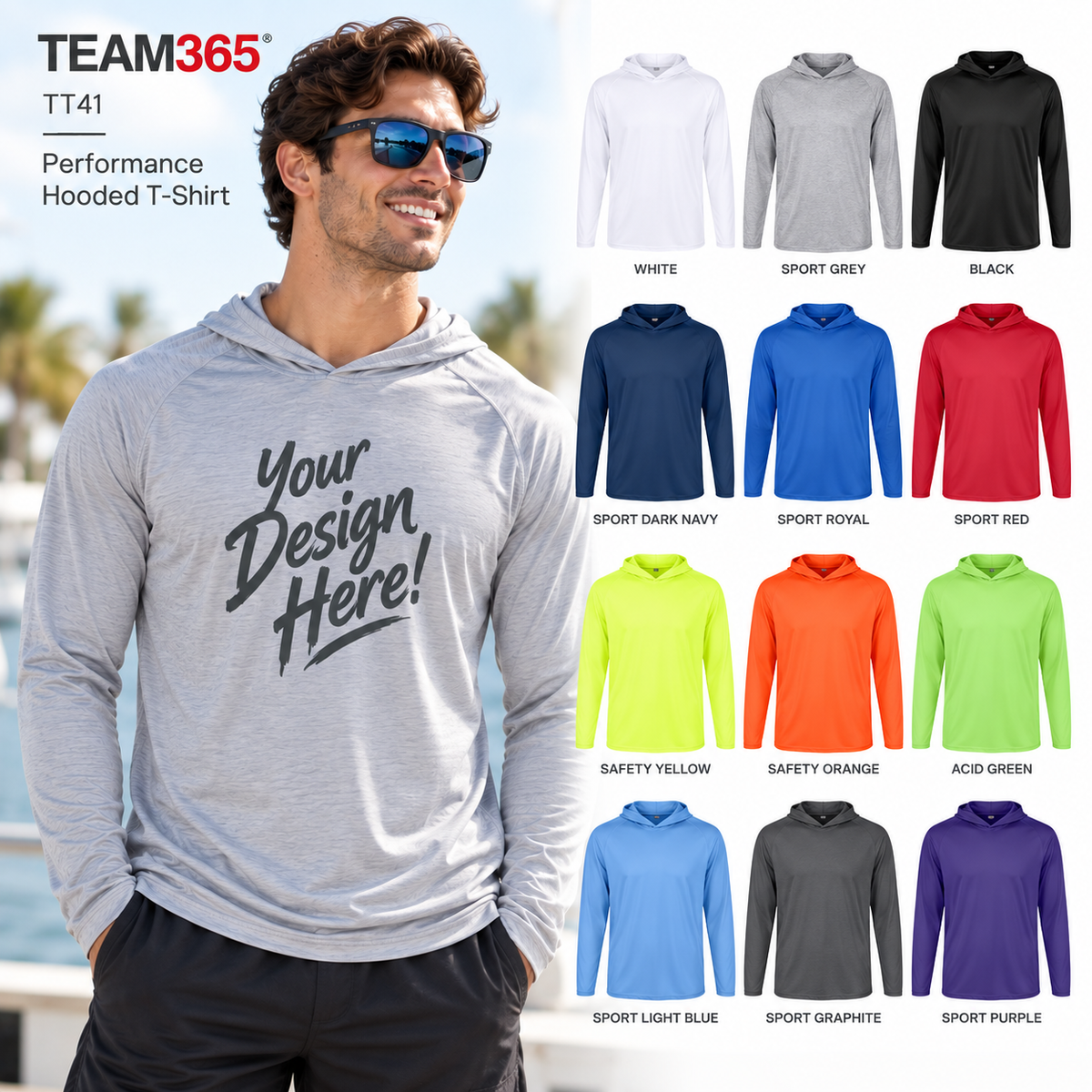 Team365  Performance Hooded T-Shirt (TT41)
