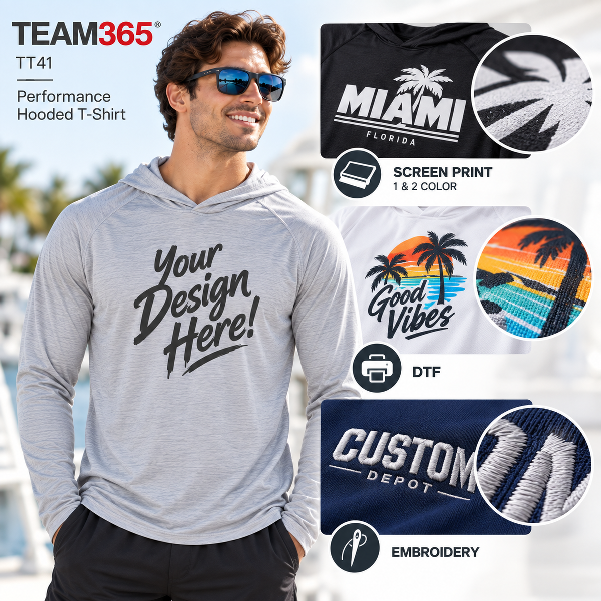 Team365  Performance Hooded T-Shirt (TT41)