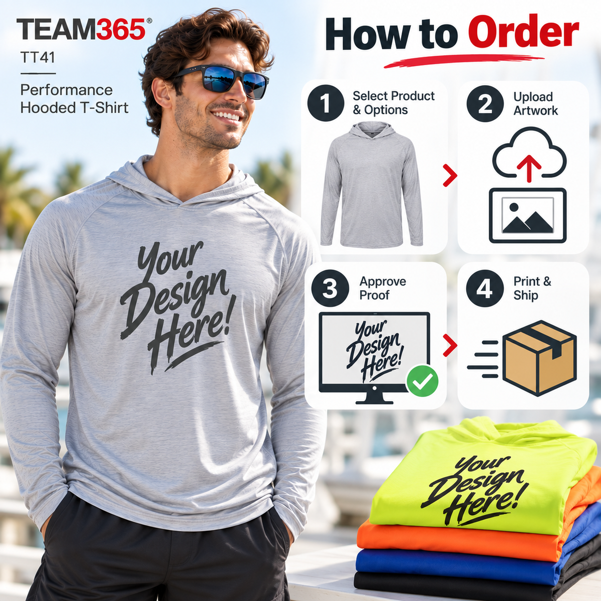 Team365  Performance Hooded T-Shirt (TT41)